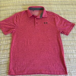 Under Armour Heathered Red Polo Shirt Moisture-Wicking Athletic size M
